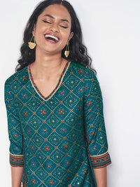 Global Desi Geometric Printed Kurta