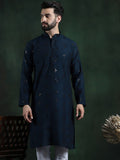 SOJANYA Motif Etnik Bersulam Kolar Mandarin Kurta Lurus Labuci
