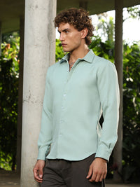 Campus Sutra  Comfort Interweave-Tactile Self Design Regular Fit Casual Shirt