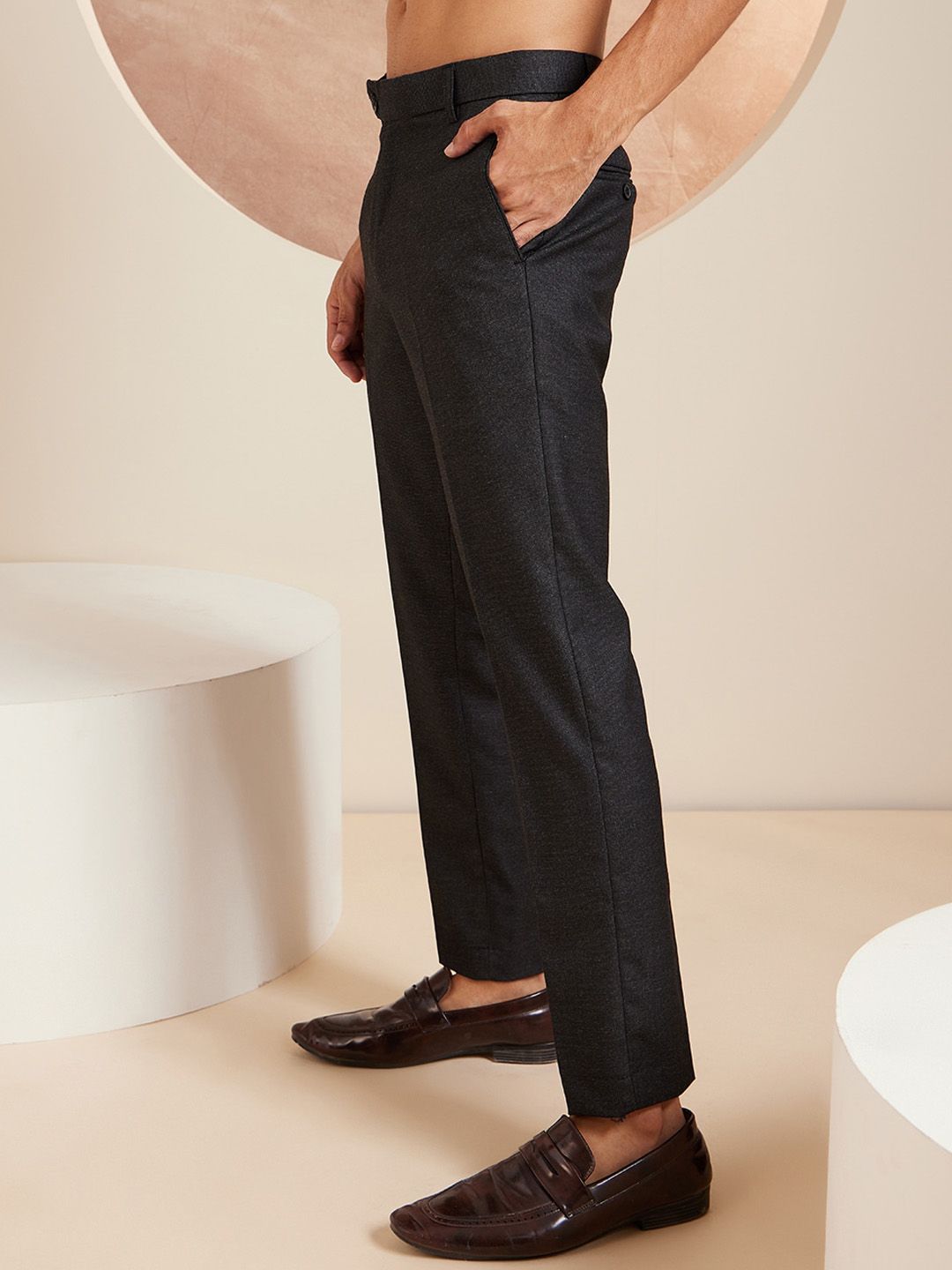 DENNISON Men Smart Tapered Fit Easy Wash Formal Trousers