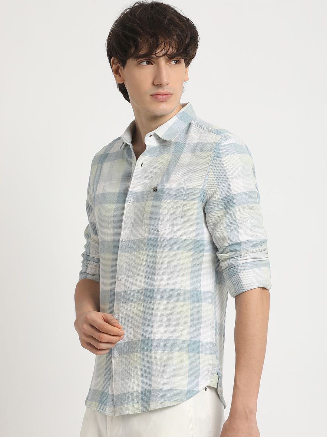 THE BEAR HOUSE Men's Checked Slim Fit Casual Shit