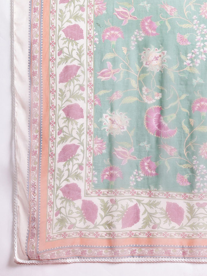 Anouk Panelled Kurta with Trousers & Dupatta