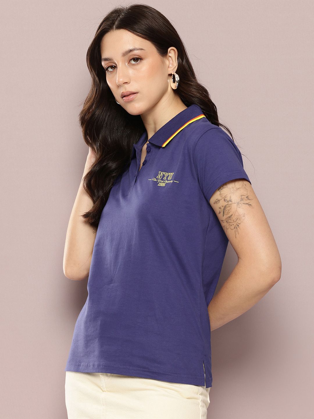 DILLINGER Women's Regular Fit Badge Embroidery Polo Tshirt