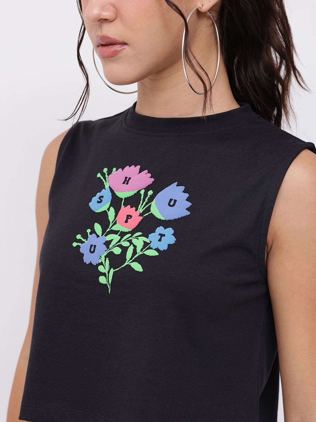 DressBerry Carefree Attitude Sleeveless Crop T-shirt