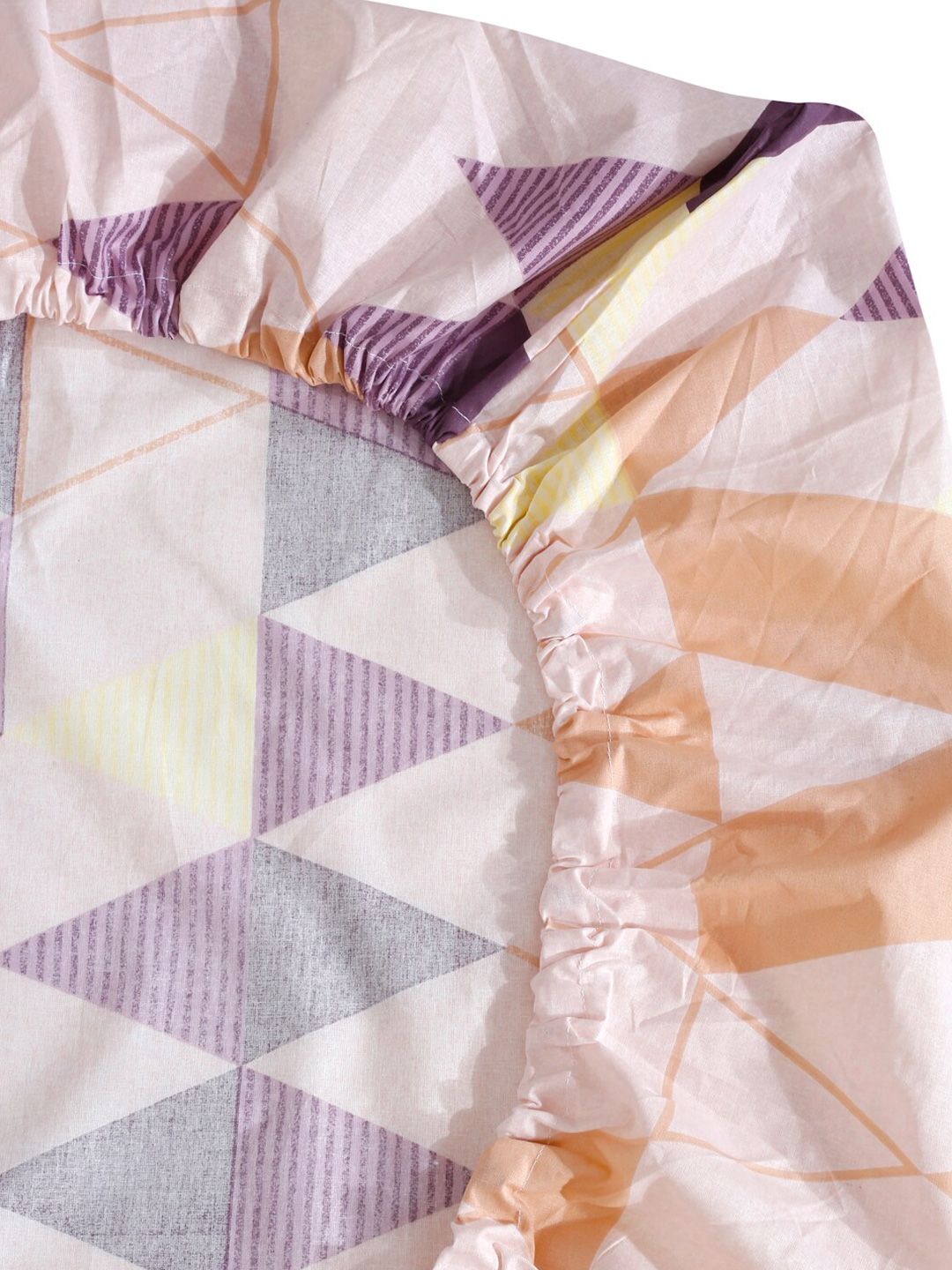 KLOTTHE Geometric Printed Fitted 400 TC Double King Bedsheets with 2 pillow covers