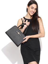 Lino Perros Black Basket Weave Patterned Handbag