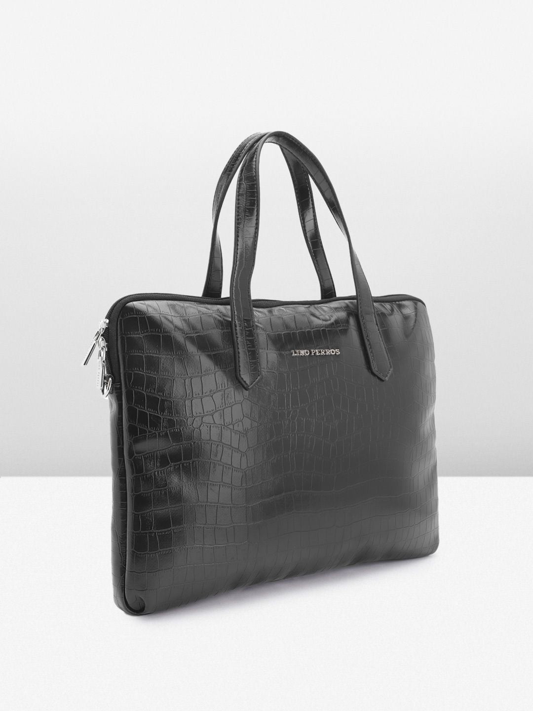Lino Perros Women Croc Textured Structured Laptop Bag-16 Inches
