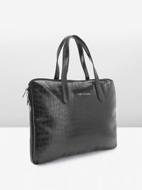 Lino Perros Women Croc Textured Structured Laptop Bag-16 Inches