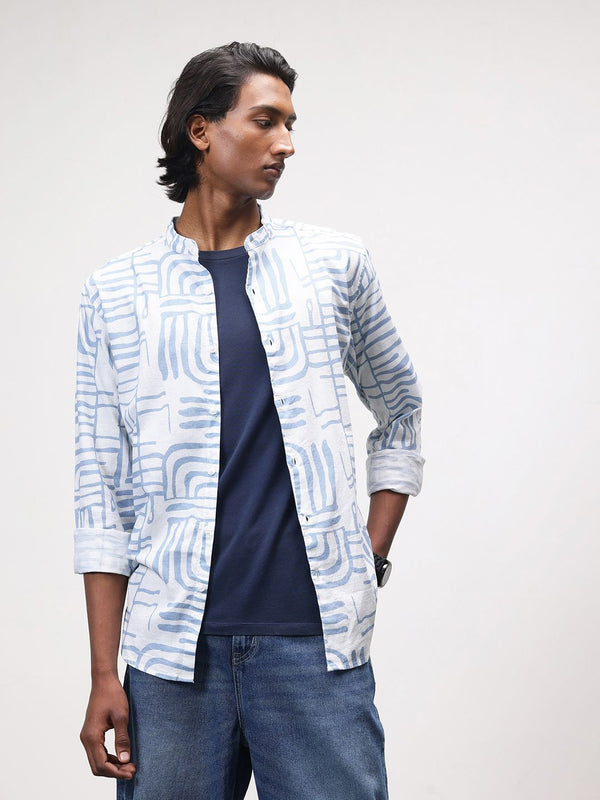 ether Floral Print Pure Cotton Longline Casual Shirt