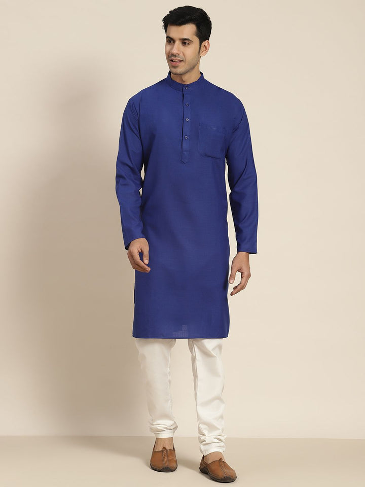 SOJANYA Men Navy Blue Solid Kurta