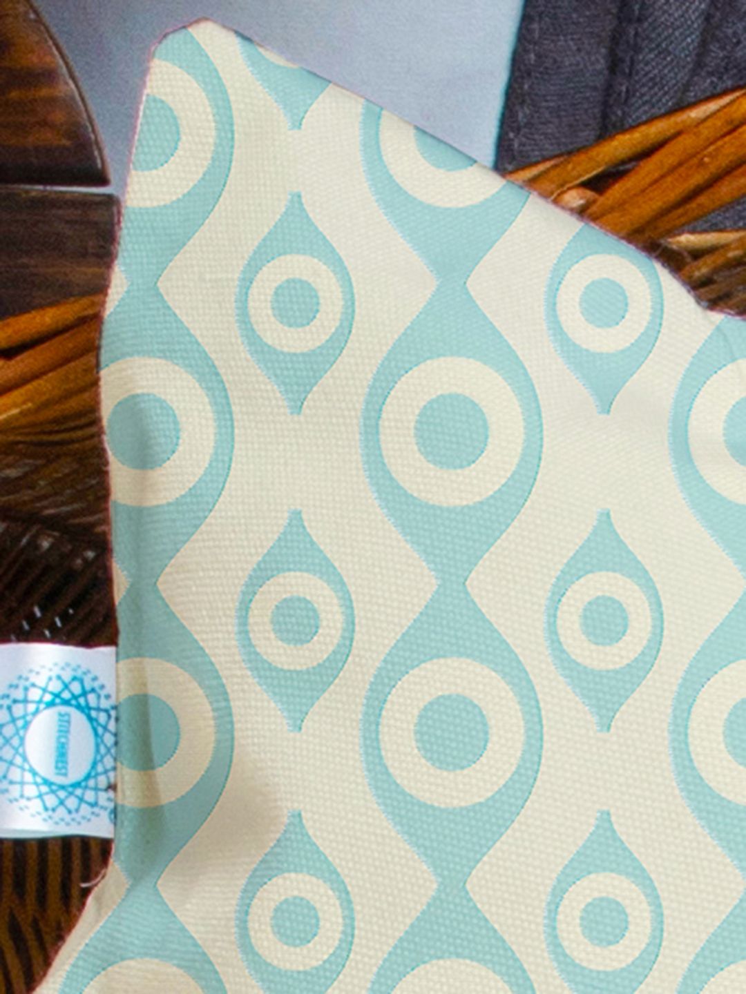 STITCHNEST Teal & Beige Set of 2 Ethnic Motifs Rectangle Cushion Covers