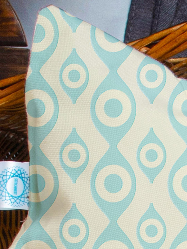 STITCHNEST Teal & Beige Set of 2 Ethnic Motifs Rectangle Cushion Covers