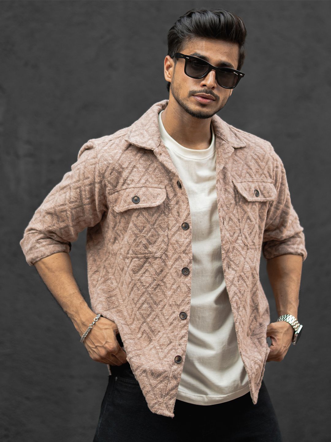 Powerlook Men Spread Collar Solid Cotton Casual Shirt