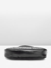 Lino Perros Floral Textured Structured Shoulder Bag with Chain Detail