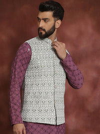Jaket Nehru Kolar Mandarin Bersulam Hijau Anouk