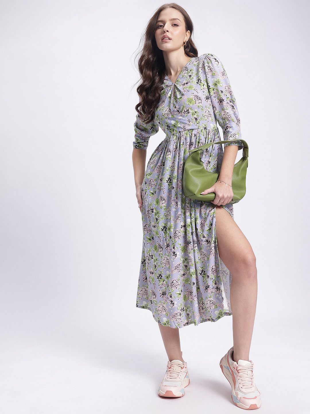 DressBerry Floral  Printed Slit Printed A-Line Dress