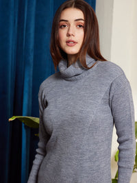 Berrylush Longline Turtle Neck Acrylic Pullover Sweater
