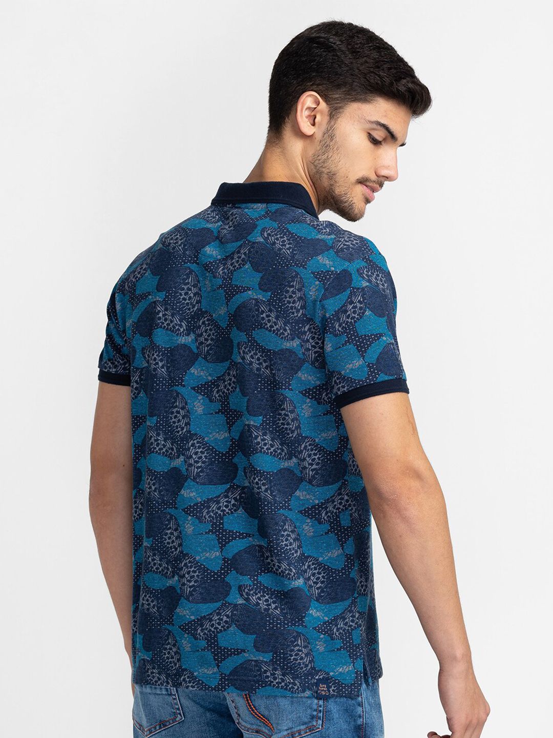 Being Human Floral Printed Polo Collar Cotton T-shirt