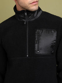 HIGHLANDER Black Mock Collar Pullover Sweatshirt