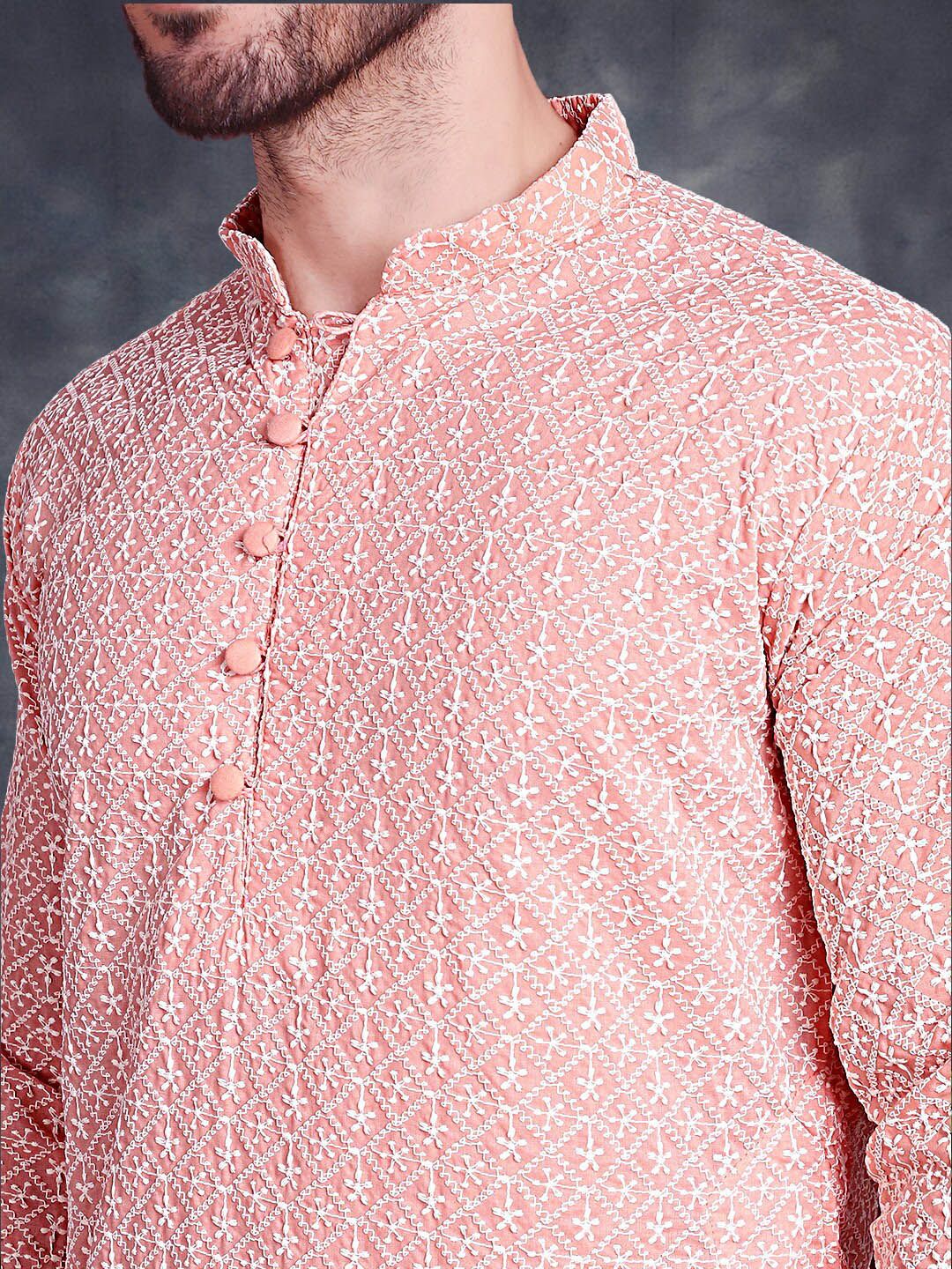 Jompers Ethnic Motifs Embroidered Pure Cotton Chikankari Kurta With Churidar