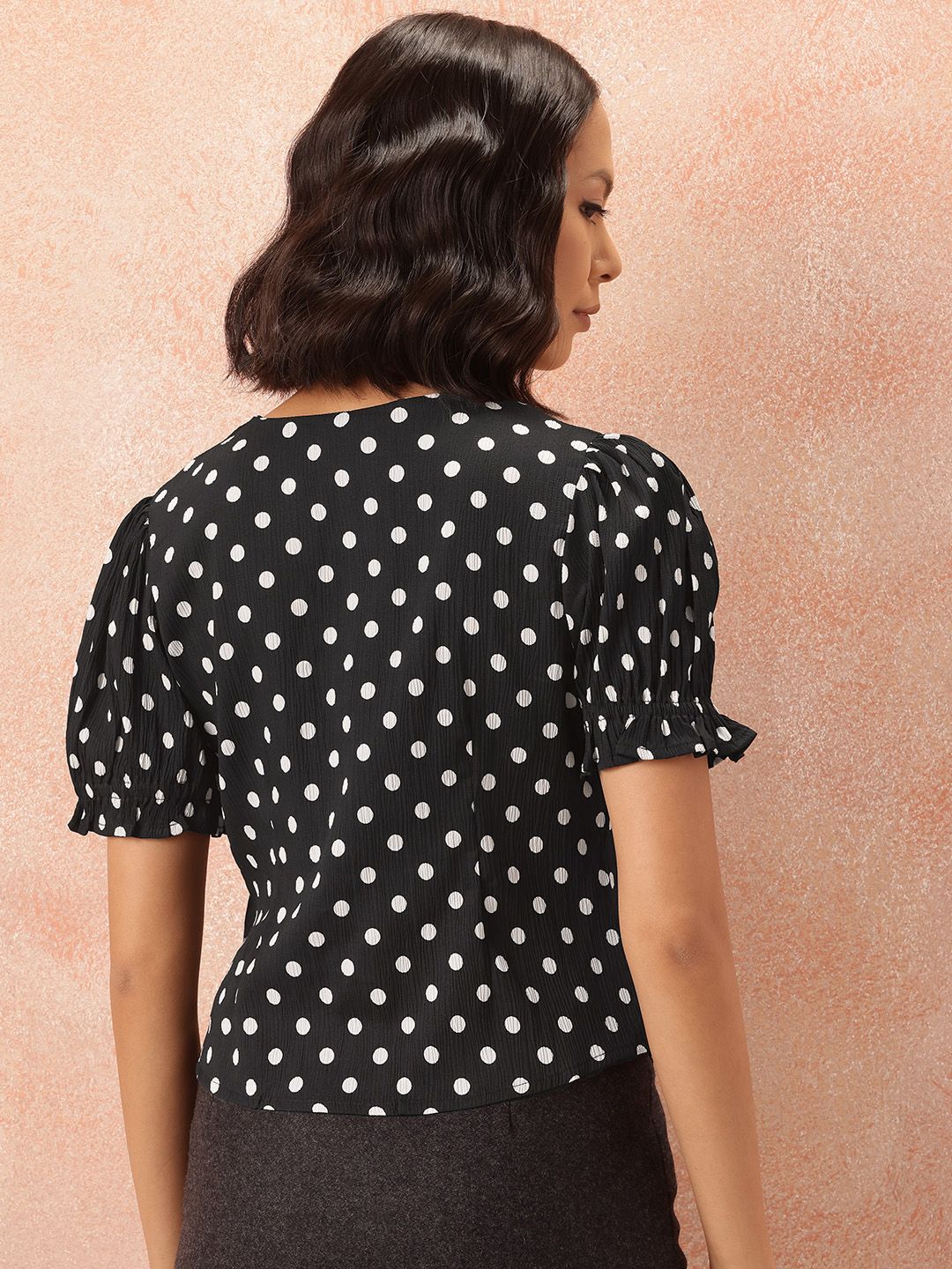 all about you Polka Dot Print Shirt Style Top