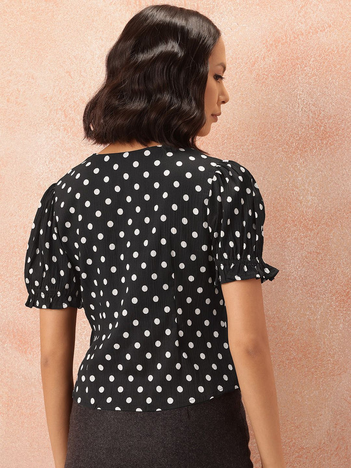all about you Polka Dot Print Shirt Style Top