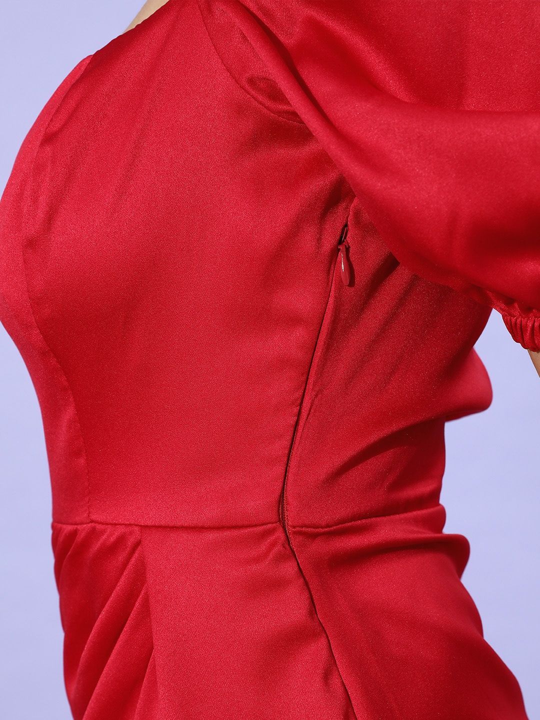 STREET 9 Women Red Solid Satin Dress