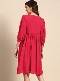 all about you Ethnic Motifs Embroidered Bishop Sleeves A-Line Dress
