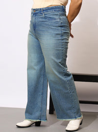 SASSAFRAS Curve Women PLus Size Comfort Acid Wash Clean Look Stretchable Jeans