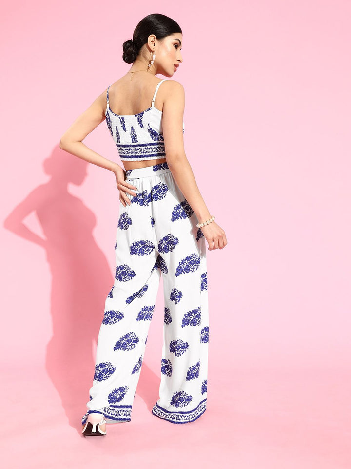 Berrylush Women Classic White Printed Co-ords Jumpsuit