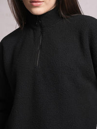 Tokyo Talkies Black High Neck Besar Pullover Sweatshirt
