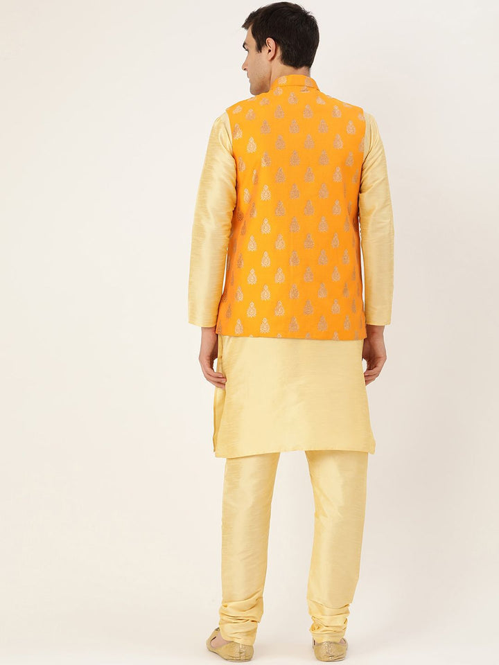 SOJANYA Mandarin Collar Regular Kurta With Churidar & Nehru Jacket