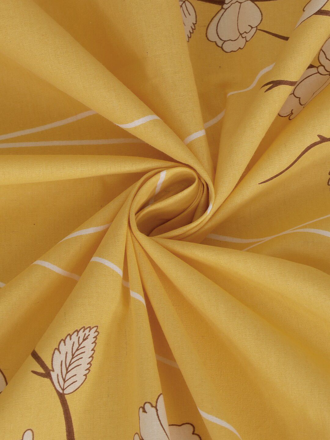 KLOTTHE Yellow Floral Pure Cotton 400 TC King Bedsheet with 2 Pillow Covers-250 x 225 cm
