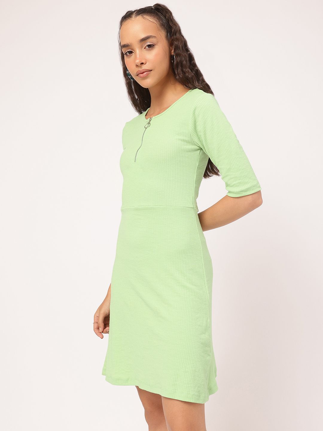DressBerry Soft Grunge Ribbed Fit & Flare Dress