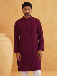 SOJANYA Ethnic Motifs Embroidered Sequined Pure Cotton Kurta with Pyjamas