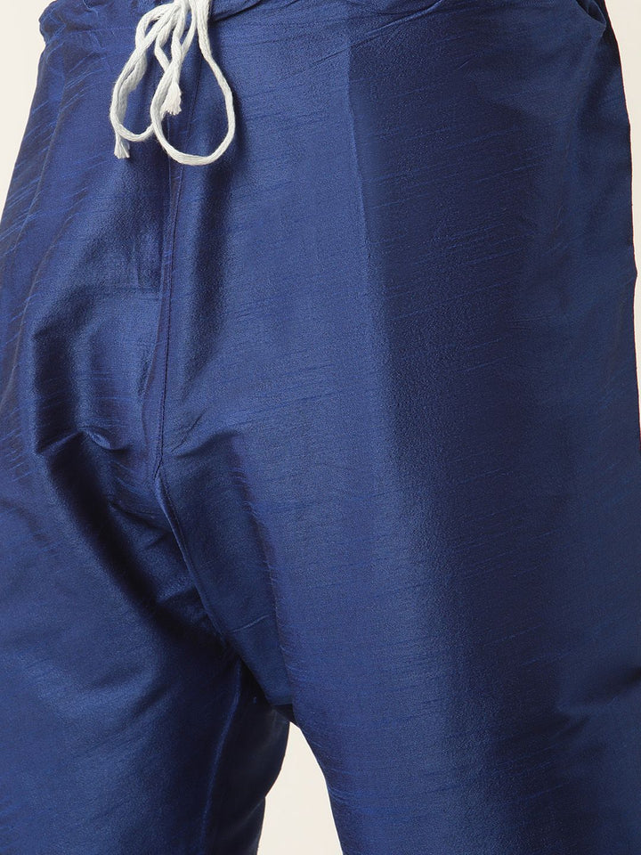 SOJANYA Men Navy Blue & White Solid Kurta with Pyjama & Jacket