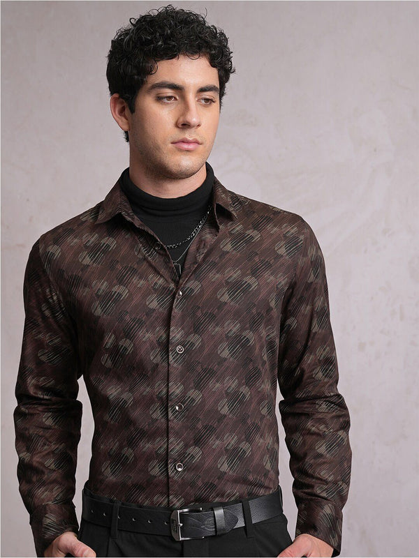 LOCOMOTIVE Luxe Satin Printed Party Shirt