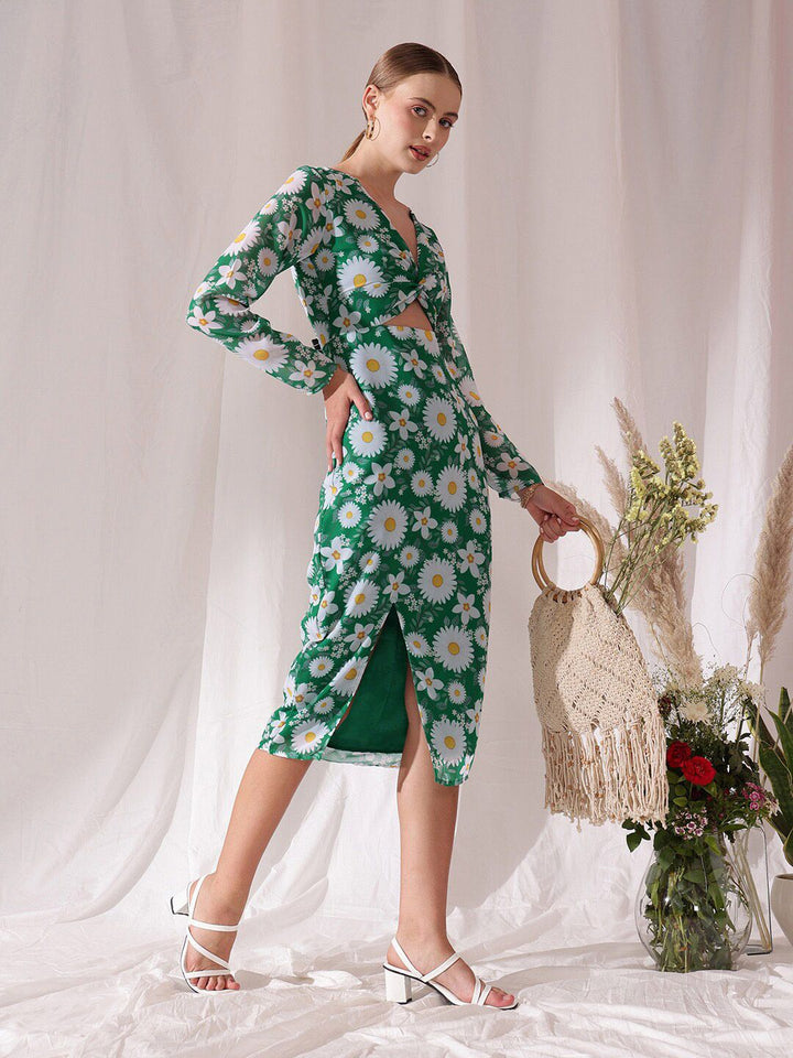 STREET 9 Floral Print Georgette Fit & Flare Midi Dress