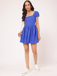 DressBerry Confident & Chic Square Neck Fit & Flare Mini Dress