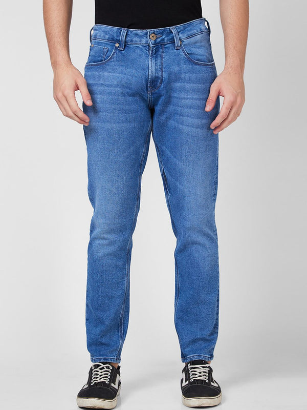 Spykar Men Slim sesuai dengan seluar jeans pudar berat pertengahan