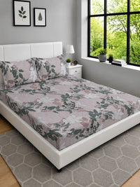 Moda Rapido X KLOTTHE Kelabu & Hijau Bunga 300 TC Cadar King dengan 2 Sarung Bantal
