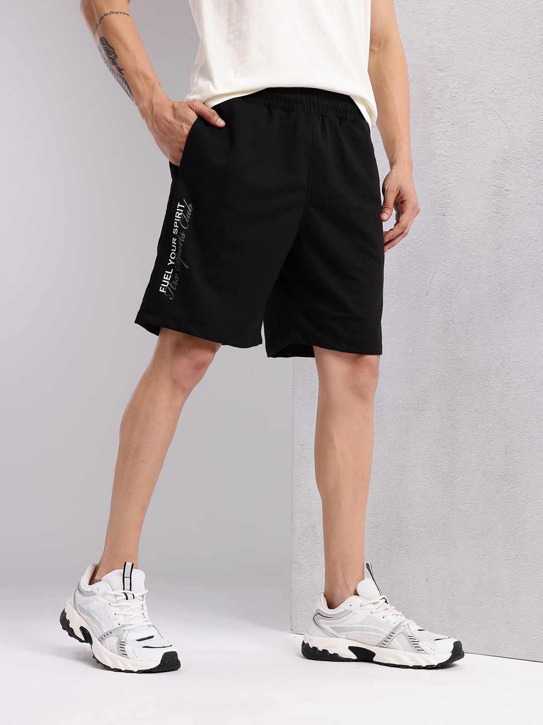 HRX by Hrithik Roshan Men Typography Printed Mid-Rise Regular Fit Shorts