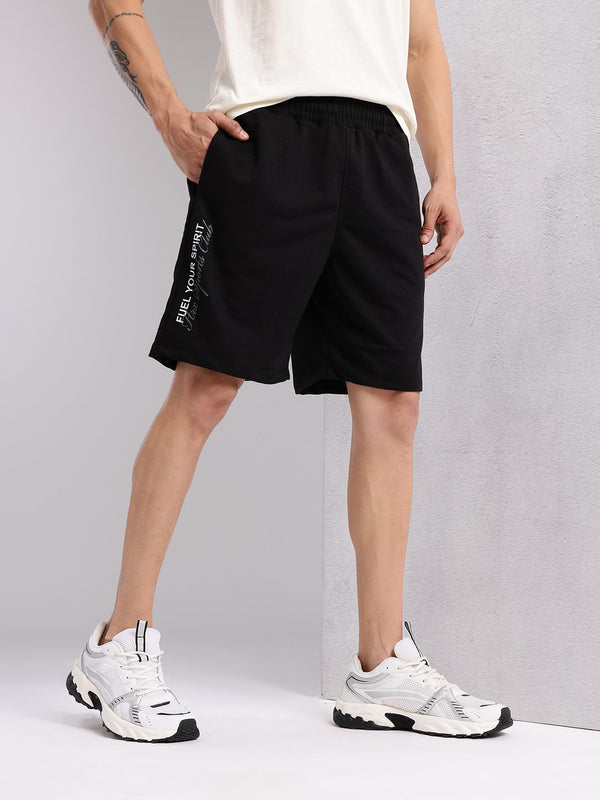 HRX by Hrithik Roshan Men Typography Printed Mid-Rise Regular Fit Shorts