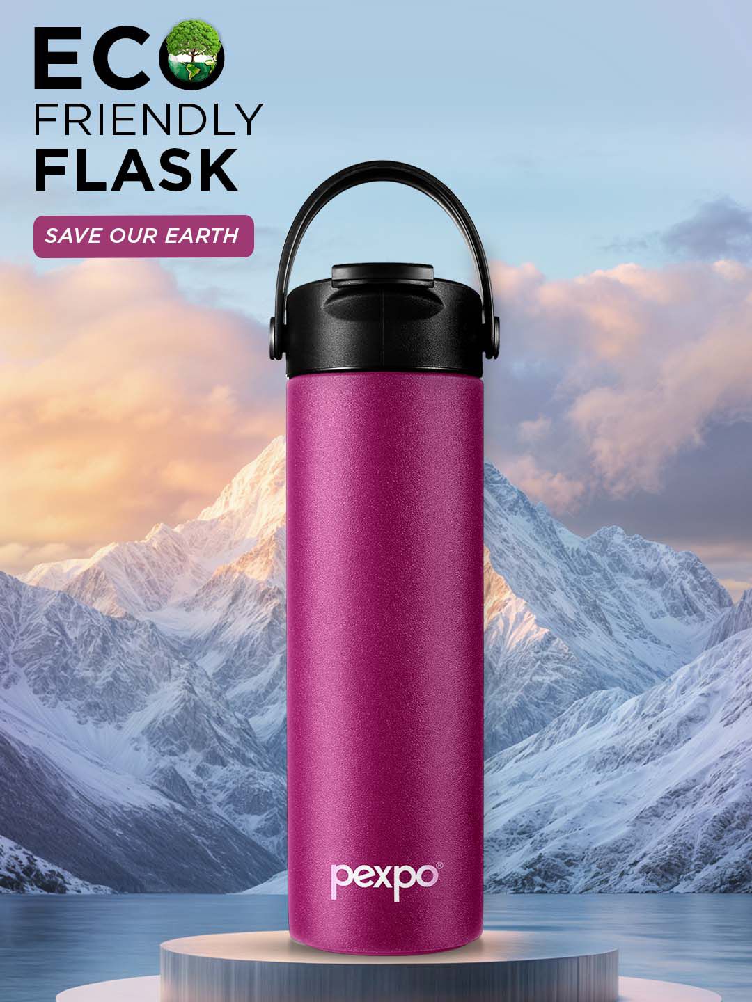 Pexpo Purple Plum TURKEY-ISI Certified Thermosteel Hot and Cold Flask Water Bottle 500ml