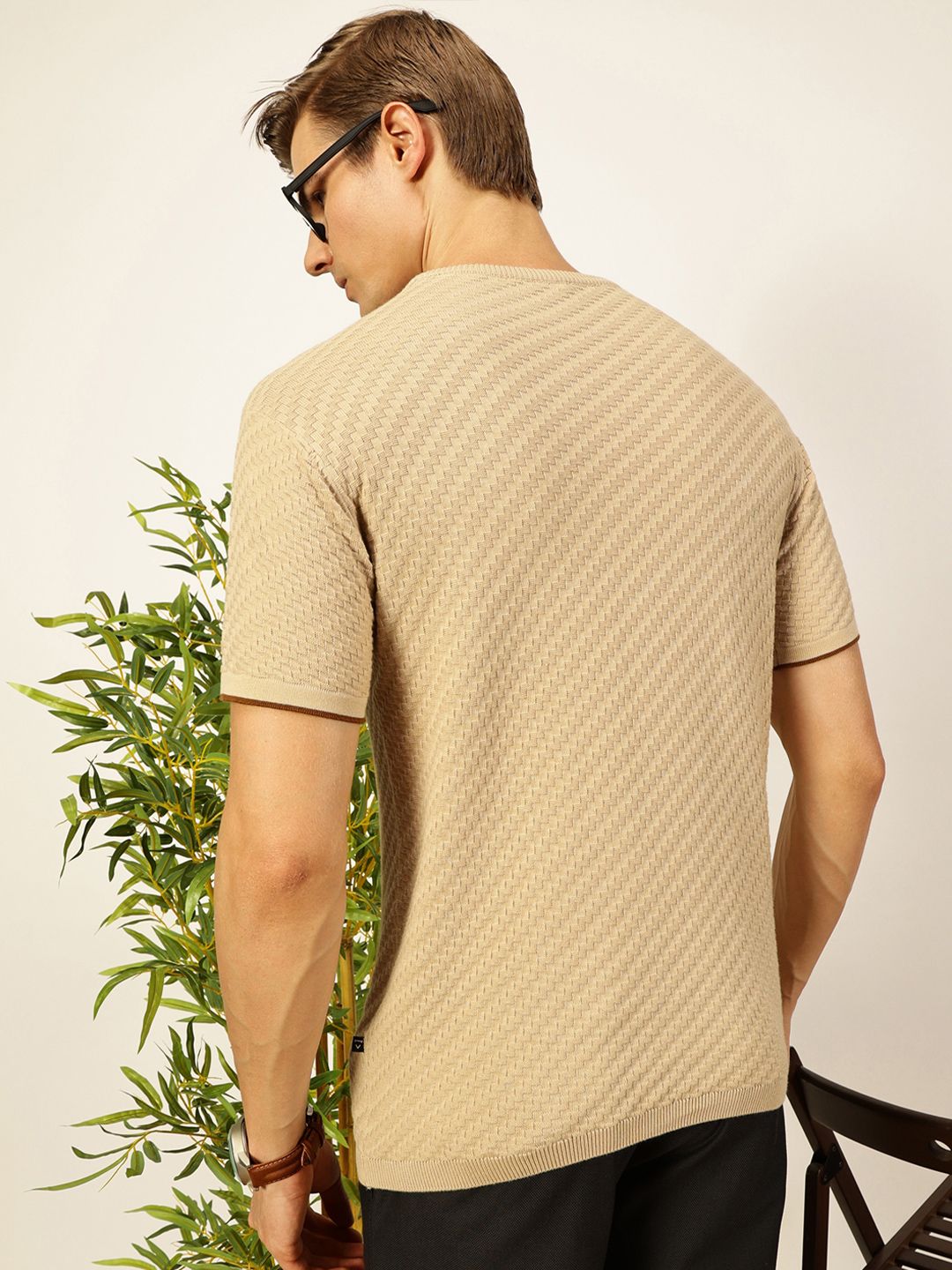 Thomas Scott Men Knit Textured Round Neck T-shirt
