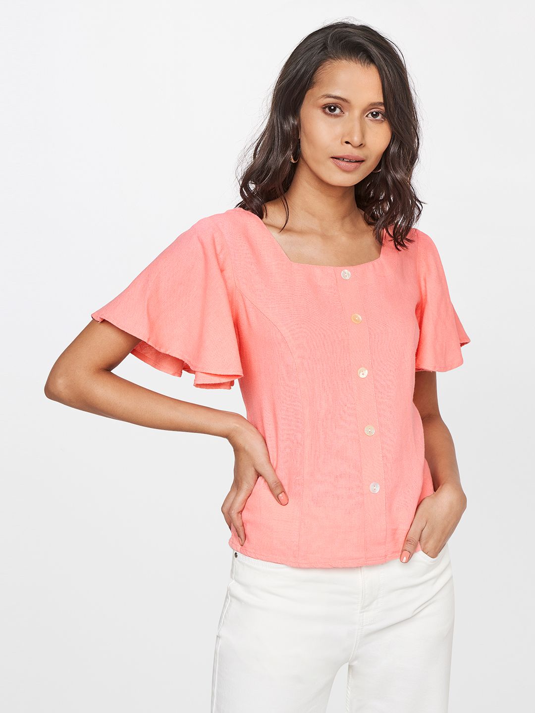 AND Solid Flutter Sleeve Top