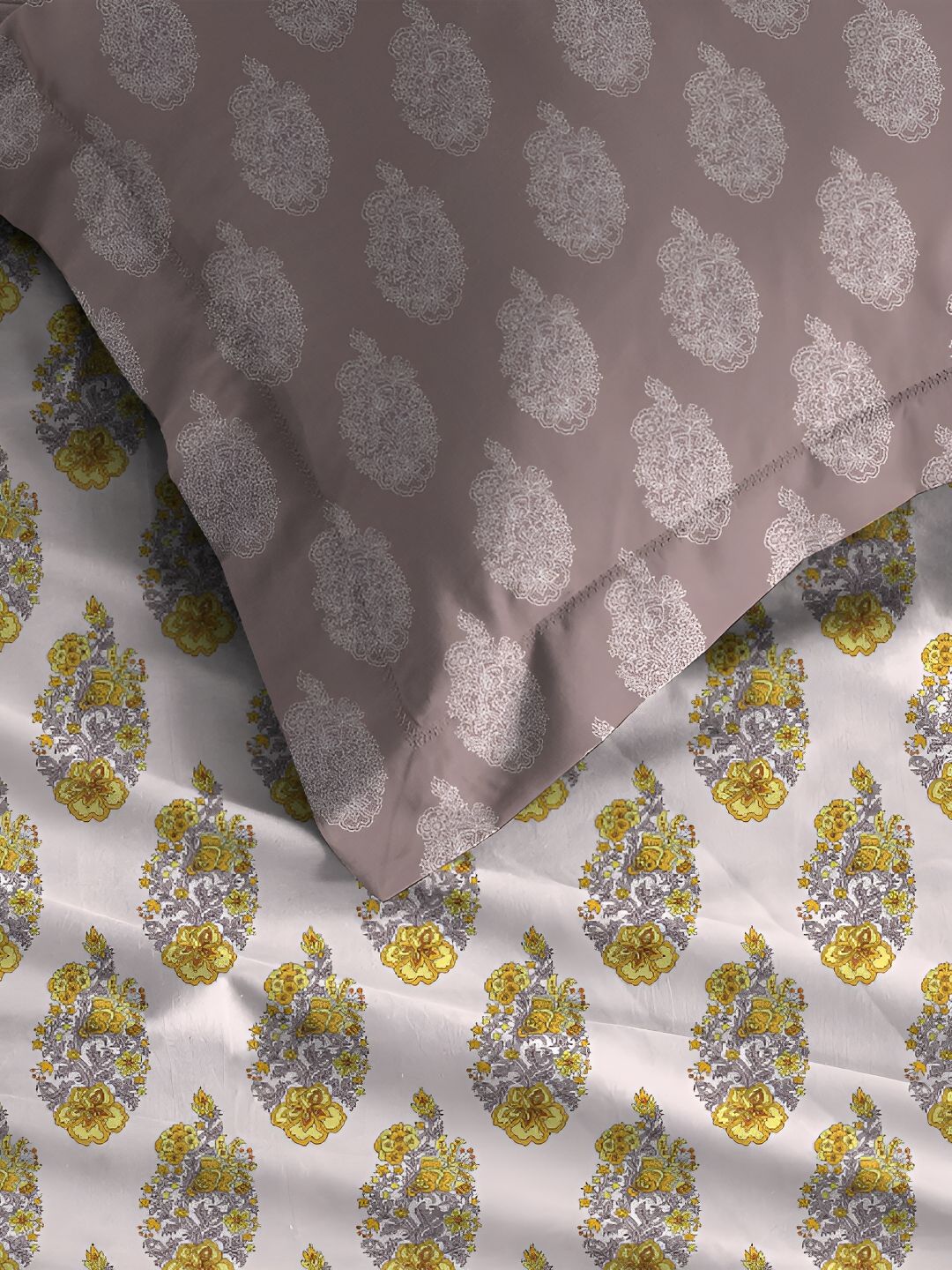 TRIDENT Marigold Soft Comfort Flat 210TC King Pure Cotton Bedsheet Set
