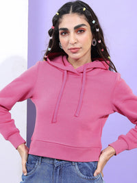 Tokyo Talkies Women Pink Hooded Sweatshirt
