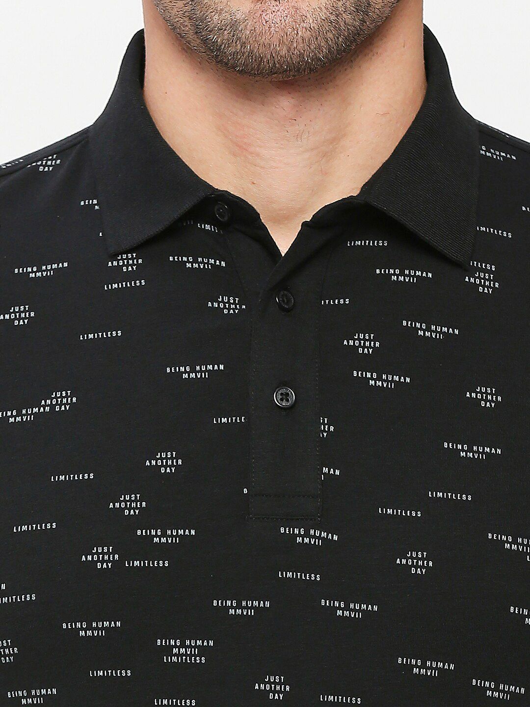 Being Human Typography Printed Polo Collar Regular Fit Cotton Regular T-shirt