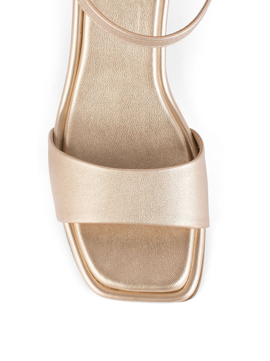 Lino Perros Women Gold Leather Block Heel Sandals